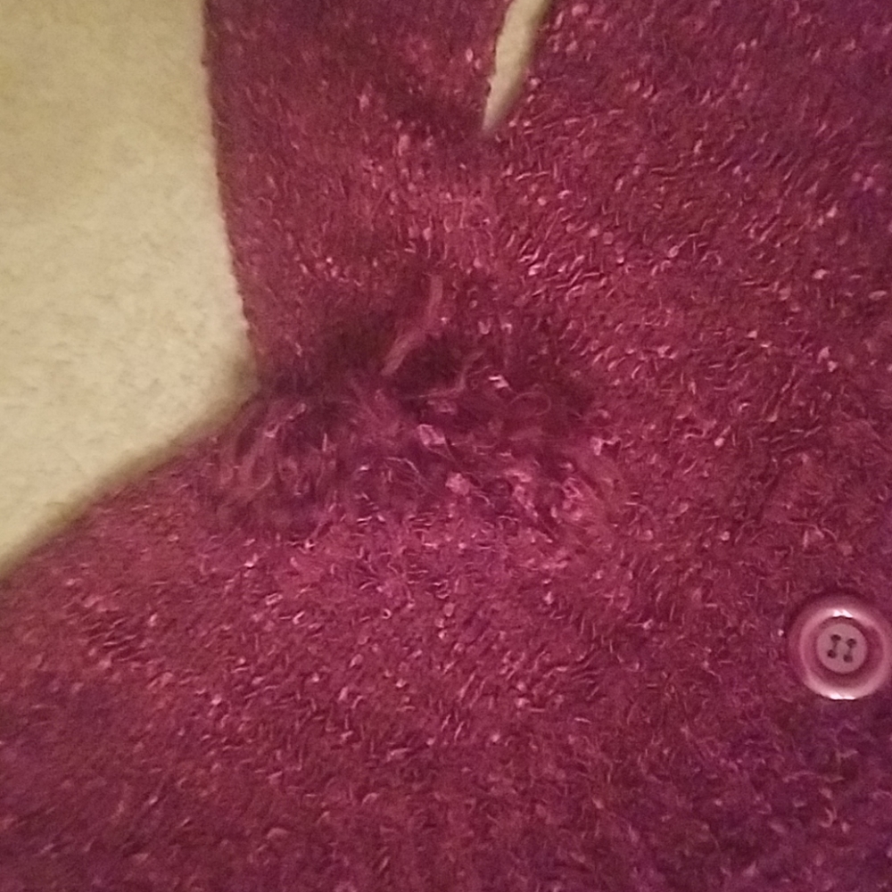 Dark Red Button Front Sweater - image 2